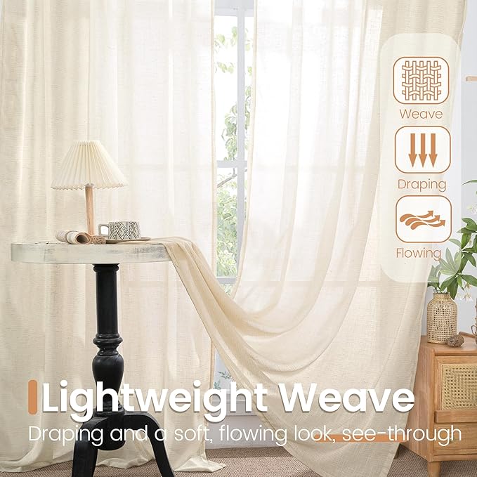 BGment Linen Curtains 102 Inches Long - Image 4