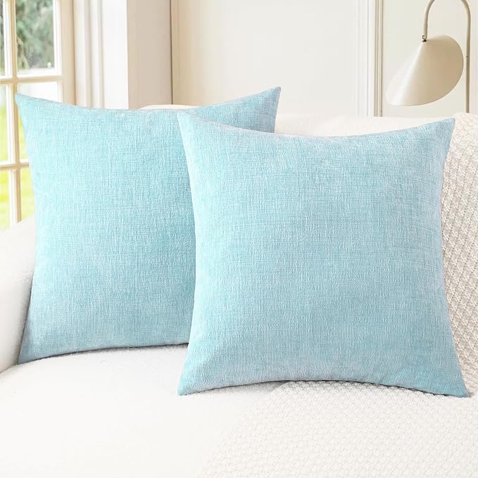 CaliTime Throw Pillow Covers Decorative 24 X 24 Inches Pack of 2 Cozy Chenille by CaliTime