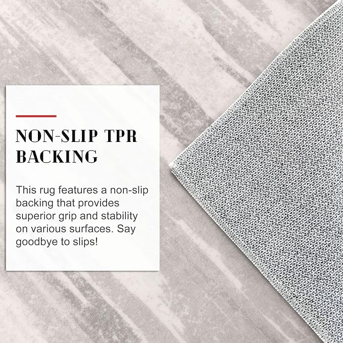 Lansny Modern Abstract Runner Rug 2x6, Neutral Light Beige and Grey Washable - Image 6
