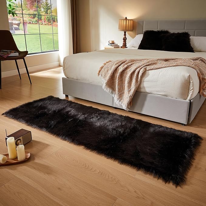 AMTOVO Faux Fur Rug, 2 x 6 ft Runner Area Rugs - Image 4