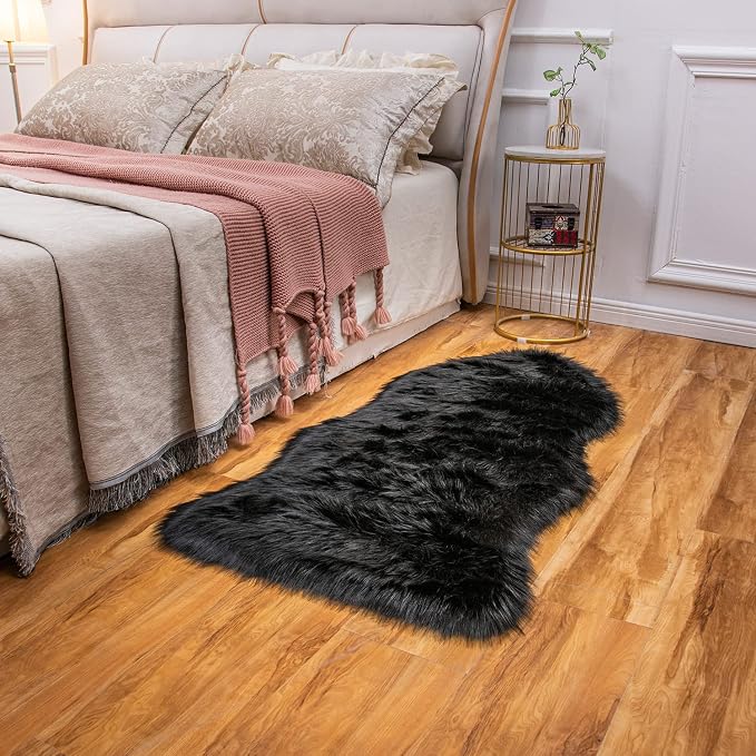EasyJoy Ultra Soft Fluffy Shaggy Area Rug Faux Fur Rug Chair Cover Seat Pad - Image 3