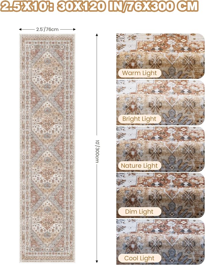 Kitchen Runner Rug Non Slip Washable 2.5x10, Soft Ultra-Thin Entryway Rug - Image 2