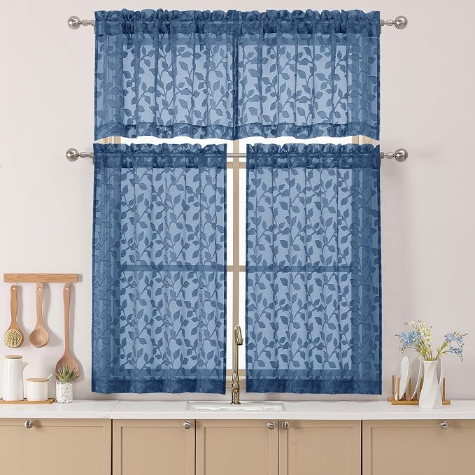 Chyhomenyc Dusty Blue Sheer Valances - Image 2