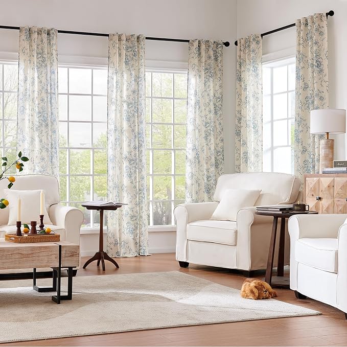 jinchan Linen Floral Curtains 96 Inch Length - Image 7