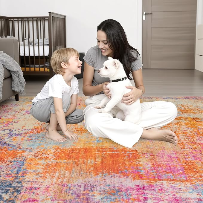 5x7 Area Rug Living Room: Modern Washable Soft Carpet Galaxy Haze | - Image 7