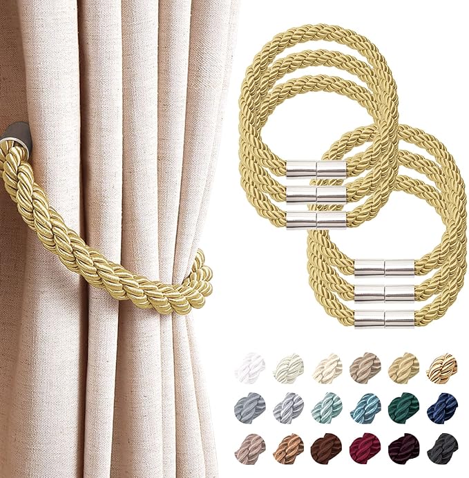 NICEEC 6 Pack Strong Magnetic Curtain Tiebacks Modern Simple Style Drape Tie by NICEEC