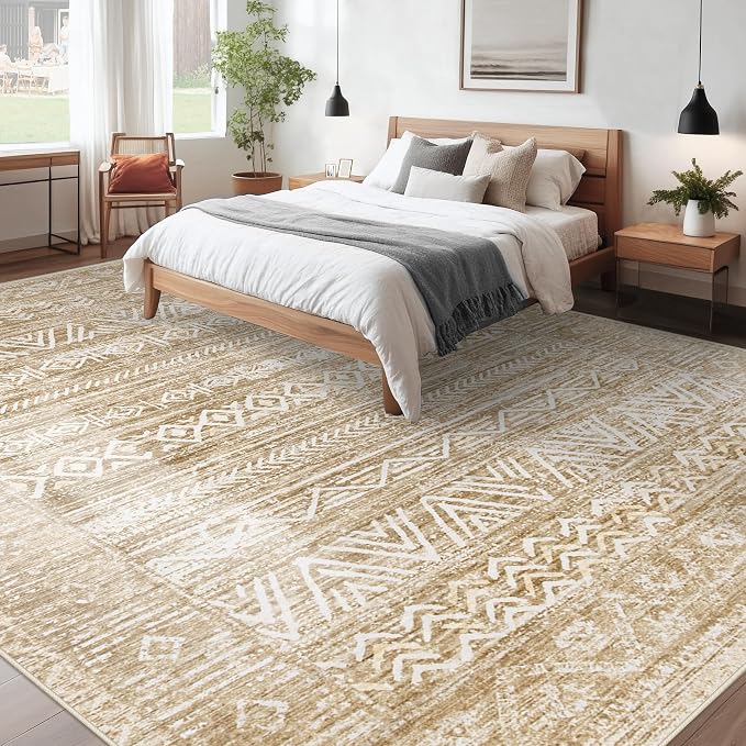Living Room Rugs 9x12: Washable Moroccan Geometric Boho Rug Farmhouse Non Slip - Image 2