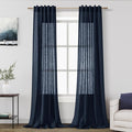 Navy Blue Linen Curtains 102 Inches Long by Nanspring
