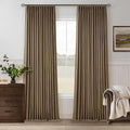 Dutch Cocoa Pinch Pleated 100% Blackout Linen Bedroom Curtains 96 Inch Long | by Twodrapes