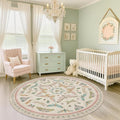 Pink Cute Butterfly 6ft Round Soft Rugs by HazoHaus