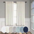 Natural Linen Curtains for Small Windows 38 Inch Wide 2 Panels Set Back Tab by Pitalk