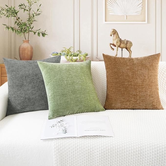 CaliTime Throw Pillow Covers Decorative 20 X 20 Inches Pack of 2 Cozy Chenille - Image 5