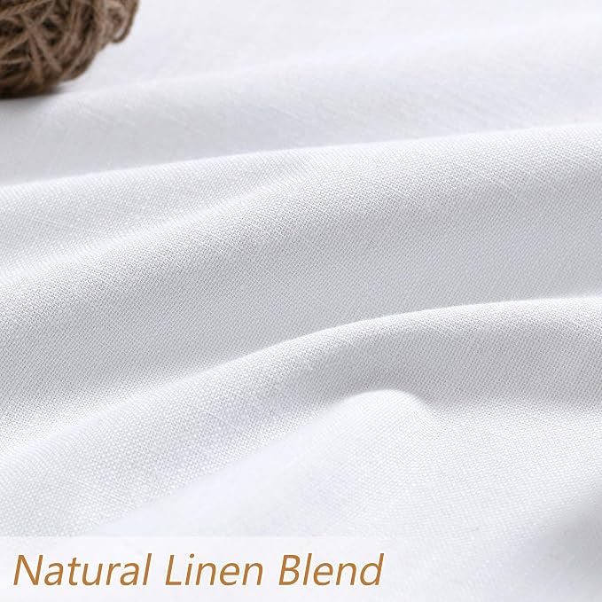 Guken White 100% Blackout Linen Curtains 144 Inch Length 2 Panels Set - Image 5