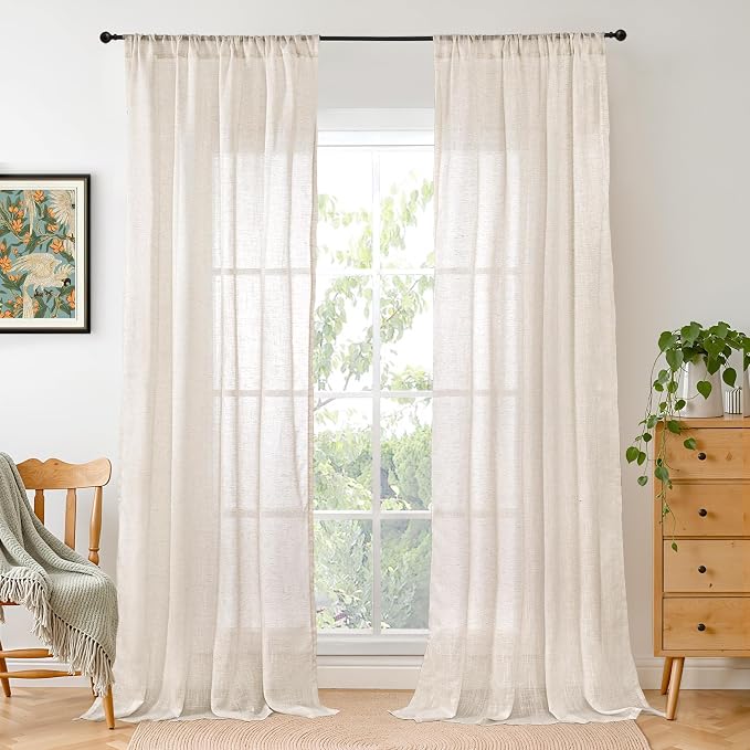 BGment Oatmeal Linen Curtains 84 Inch Length by BGment