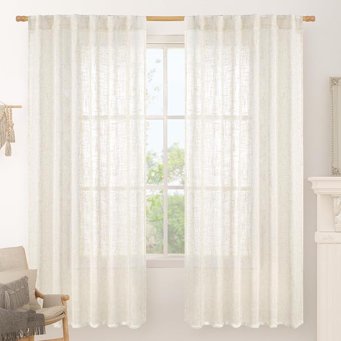 LAMIT 72 inch Length Cream Linen Curtains by LAMIT