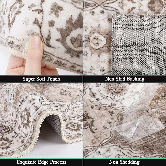 HEBE Hallway Runner Rug 2'x6' Washable Vintage Distressed Area Rugs Non Slip - Image 3