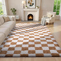 Ophanie Checkered Beige & White Rug by Ophanie