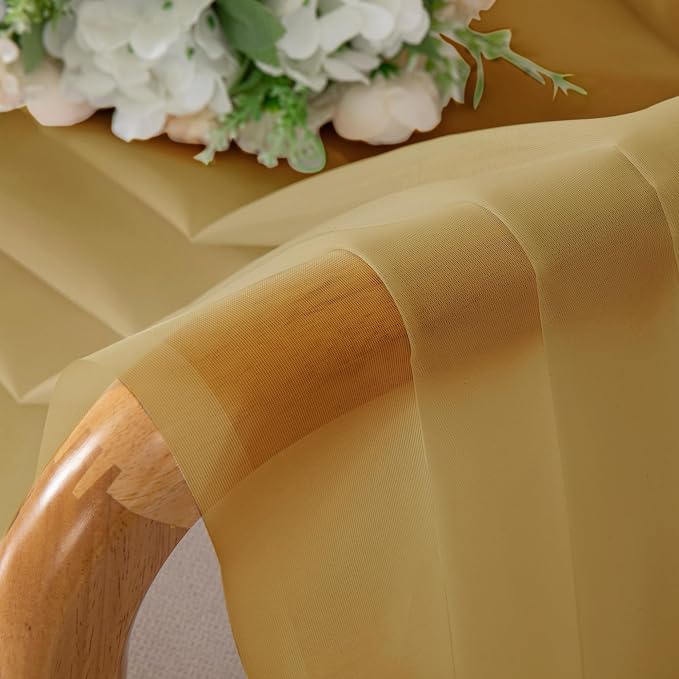 OVZME Gold Sheer Curtains 78 Inches Long 2 Panels - Image 7