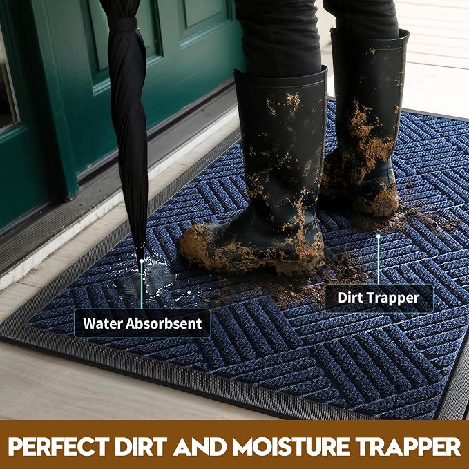 Front Door Mat, Heavy Duty Waterproof Doormat 29.5"x17", Stain Fade Resistant - Image 3