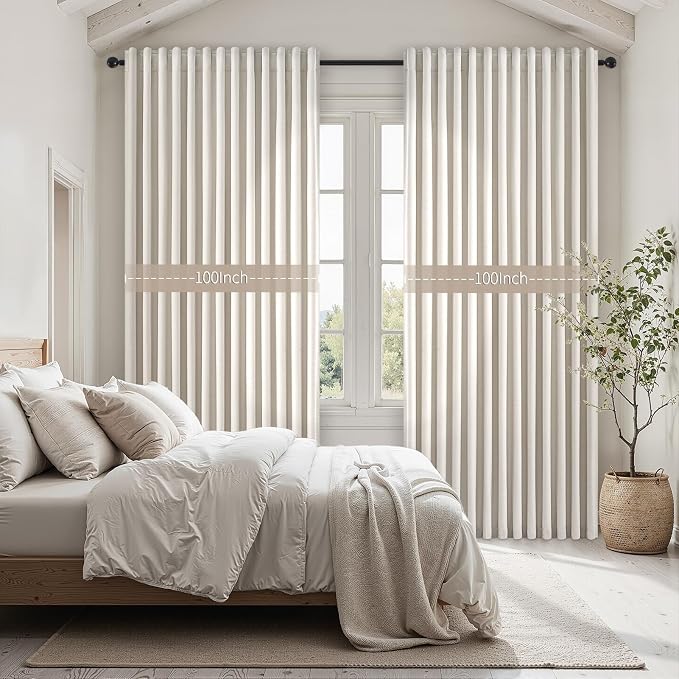 Extra Wide 100 Inch Length Blackout Curtains & Drapes 96 Inches Long 2 Panels - Image 5