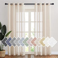 NICETOWN Semi Sheer Beige Curtains 84 inches Long, Grommet Retro Linen Curtains by NICETOWN