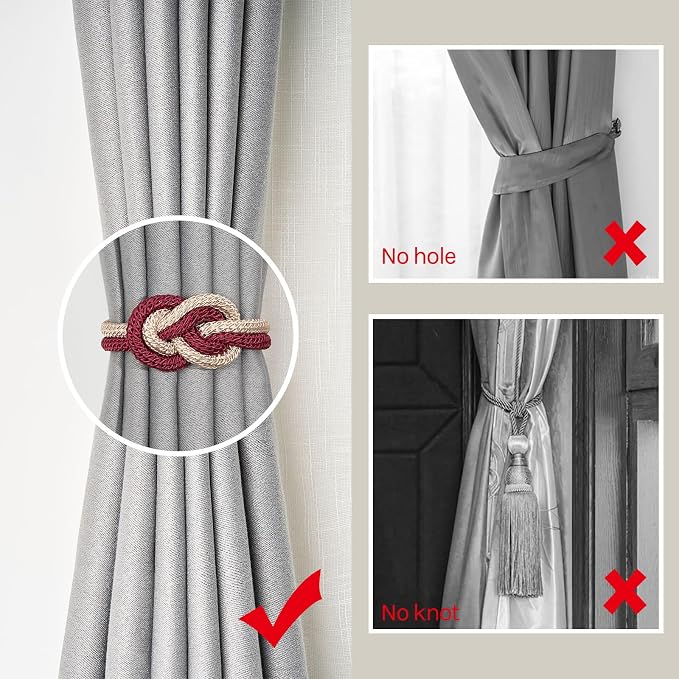 NICEEC 2 Pack Mini Magnetic Curtain Tiebacks Nordic Simple Style Drape Tie - Image 2