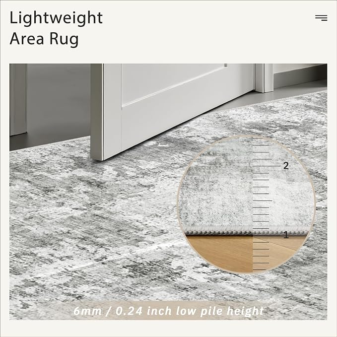 Abstract Rug 8x10 Large Living Room Rugs Neutral Modern Washable Area Rugs - Image 7