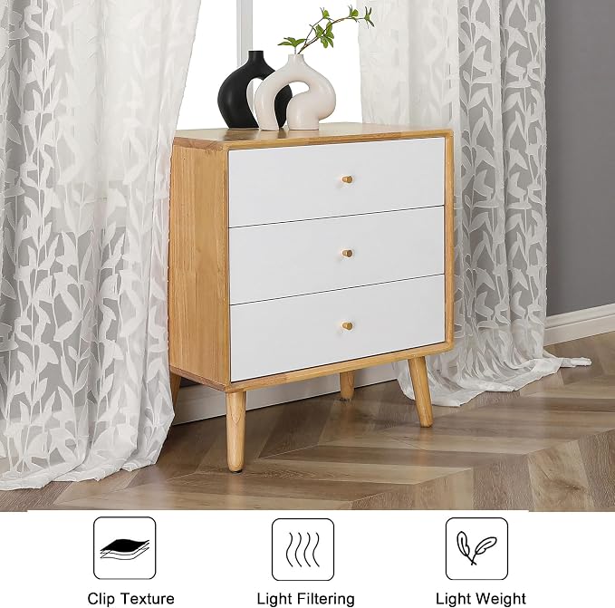 Lecloud Leia Ivory Sheer Curtains 84 Inches Long 2 Panels, Airy Voile Jacquard - Image 7