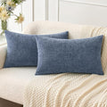 MIULEE Pack of 2 Couch Throw Pillow Covers 12x20 Inch Soft Dark Grey Blue by MIULEE