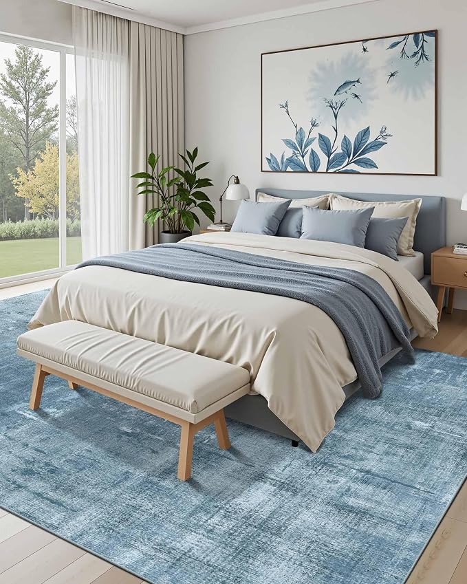 Latte&Fog 9x12 Area Rug for Living Room, Extra Large Blue Modern Abstract - Image 3