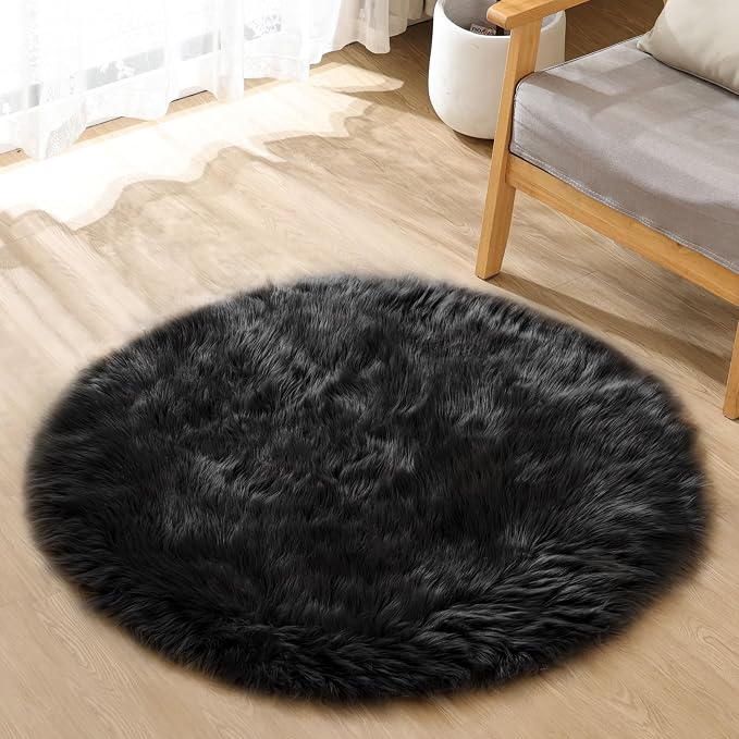 ORINOVA Black Fuzzy Washable Shaggy Area Rugs by ORINOVA