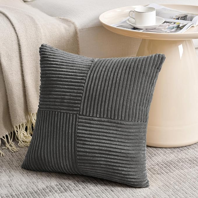 Fancy Homi 2 Packs Dark Gray Samll Decorative Throw Pillow Covers 14x14 Inch - Image 2