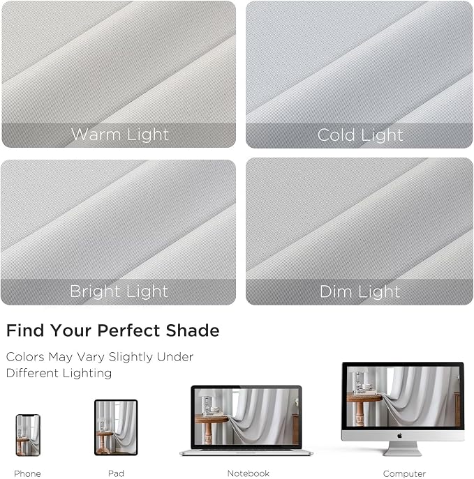 CUCRAF Grayish White Blackout Curtains 96 inch Length 2 Panels Set, Rod Pocket - Image 4