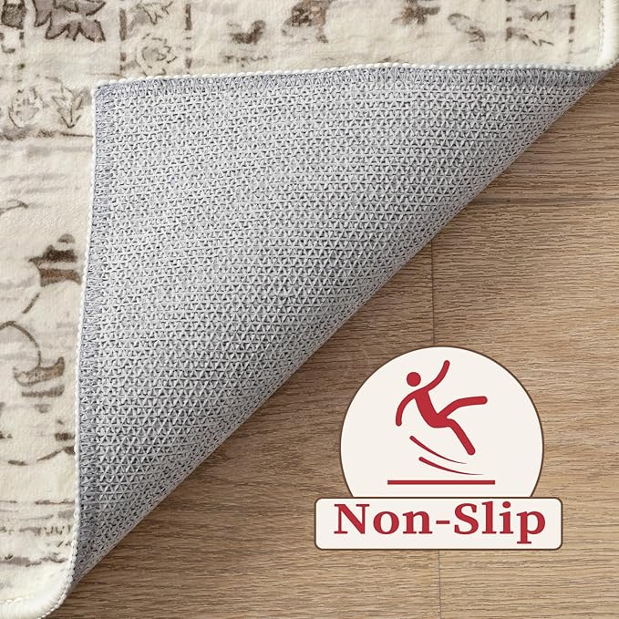 SERISSA Area Rug 4x6 Boho Rugs for Bedroom, Vintage Washable Non Slip Rug - Image 4