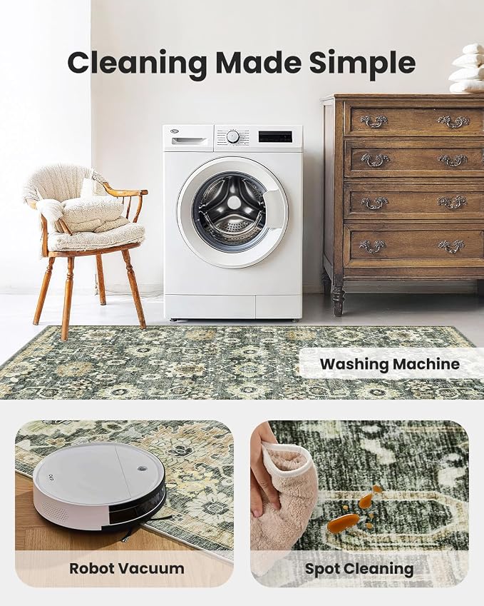 AMADA HOMEFURNISHING 8x10 Washable Area Rug, Low-Profile Large Area Rug - Image 4