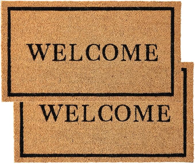 KANKUN Coco Coir Door Mat with Heavy Duty Backing, Welcome Doormat, Doormat by KANKUN