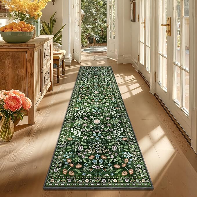 Yamaziot Washable Runner Rug 2x8 – Boho Non Slip Floral Hallway Runner Rug by Yamaziot