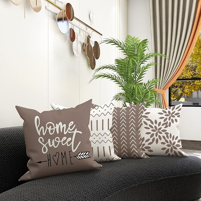 YCOLL Pillow Covers 16x16 Set of 4, Modern Sofa Throw Pillow Cover, Decorative - Image 2