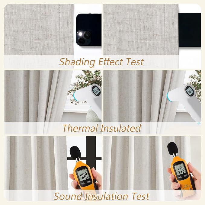 Guken Light Beige 100% Blackout Curtains 84 Inch Long 2 Panels Set - Image 5