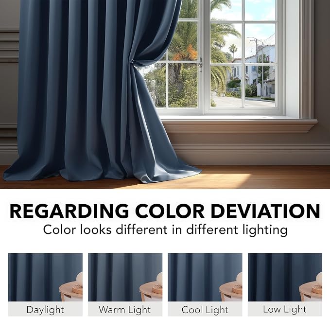 Deconovo Blackout Curtains, Thermal Insulated, W42 x L84 2 Panels, Back Tab - Image 6