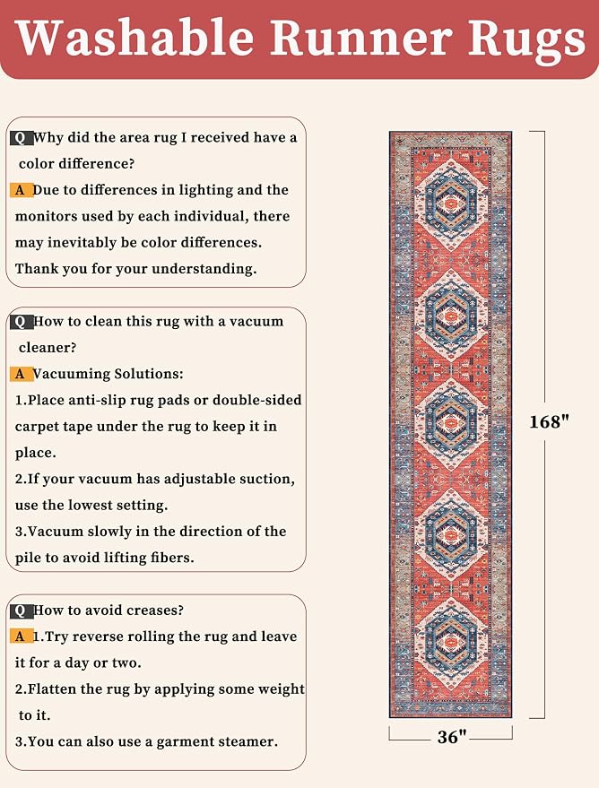 SERISSA Runner Rug for Hallways, 3x14 Washable Non Slip Kitchen Runner Rug - Image 6