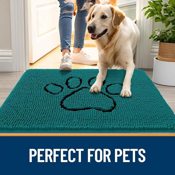 OLANLY Dog Door Mat for Muddy Paws 36x24, Paw Print Design, Absorbs Moisture - Image 6