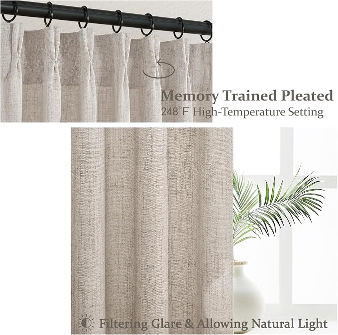 Pleated Extra Long Light Filtering 132 Inch High Curtains - Image 4