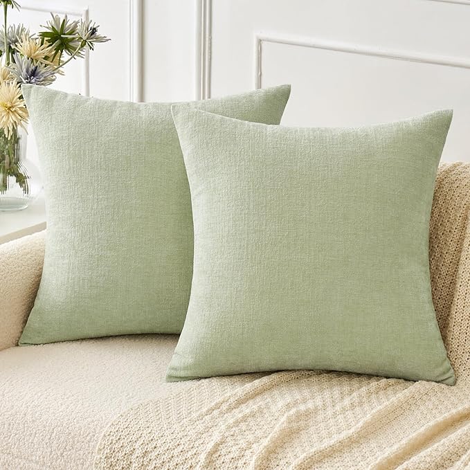 MIULEE Pack of 2 Spring Light Green Couch Throw Pillow Covers 18x18 Inch Soft by MIULEE