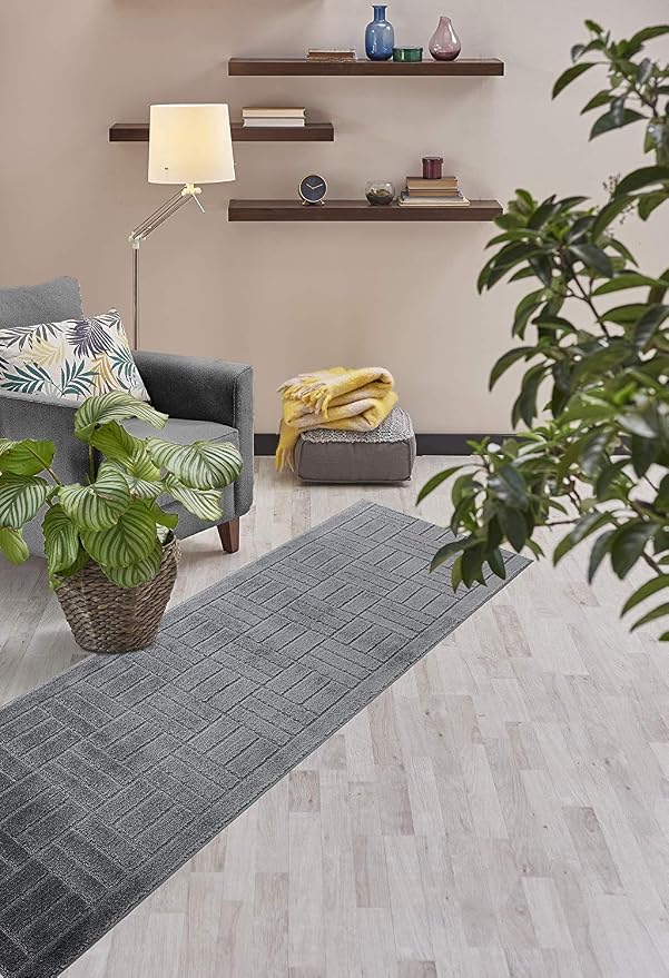 32 Ft Charcoal Extra Long Hallway Runner Rug, Non Slip Washable | Indoor Soft - Image 5