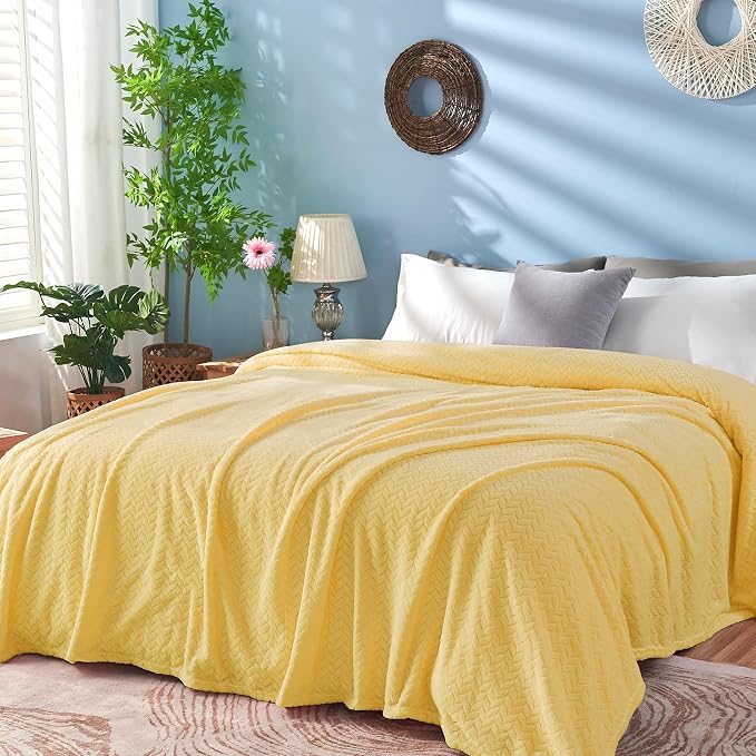 inhand Fleece Twin Blanket for Bed Champagne Gold Throw Blanket for Couch Super - Image 2