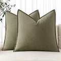 MIULEE Decorative Linen Pillow Covers 20x20 Inch Light Olive Green ​Boho by MIULEE