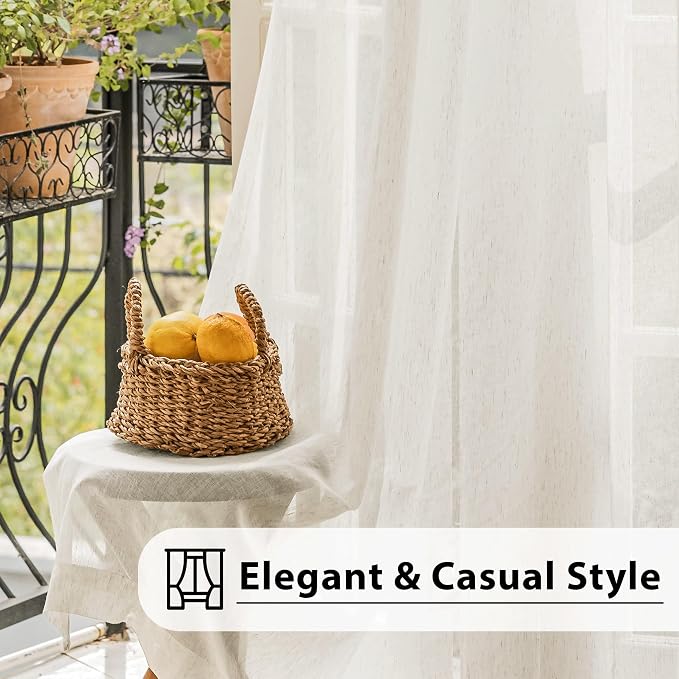 FMFUNCTEX Linen Sheer Sliding Door Curtains - Image 7