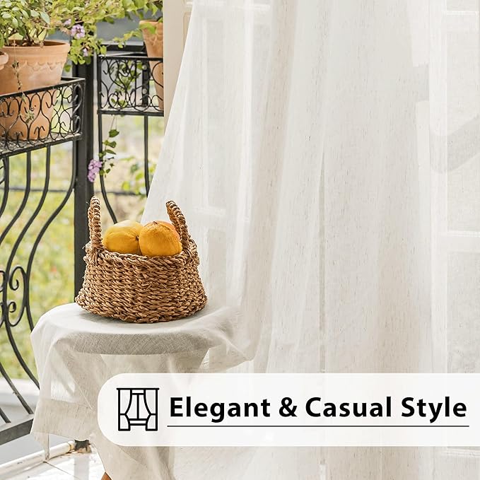 FMFUNCTEX Linen Sheer Sliding Door Curtains - Image 7