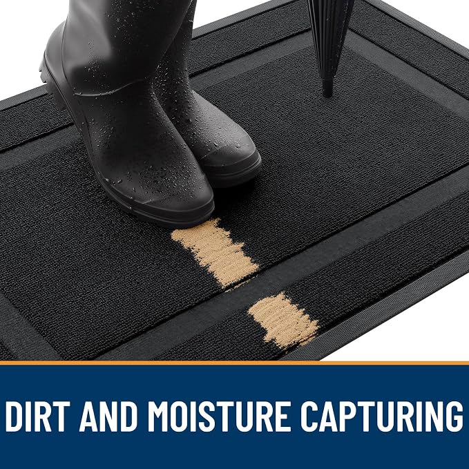 OLANLY Front Door Mat Outside 47x32, All-Season Heavy-Duty Rubber Doormat | Jet - Image 4